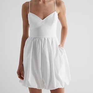 NWT V-Neck Poplin Mini Bubble Dress Express